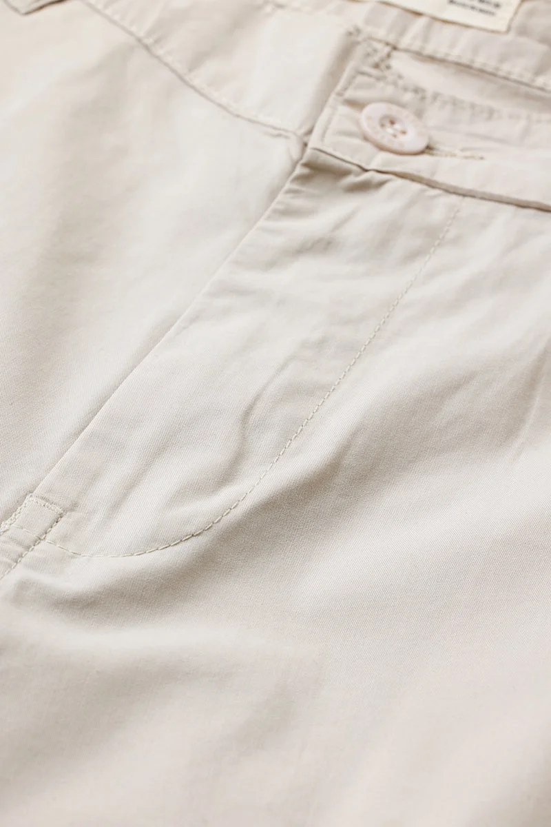 SNITCH Relaxed Fit Cotton Light Beige Cargo Pants